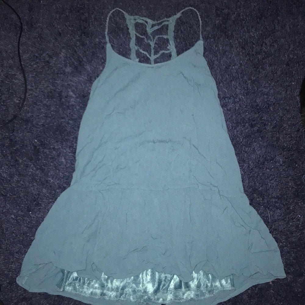 Blue Summer Dress with Crochet Detail on Back